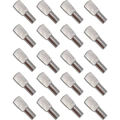 20 clavijas de soporte para estantes, pasadores de estante, soportes de placa de metal niquelado para gabinetes, accesorios de oficina - 5 mm 19 mm (1/4)