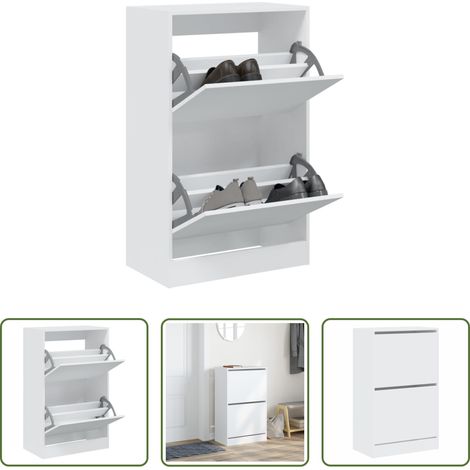 Schuhschrank Weiß -  Schuhschrank Weiß 60x34x96,5 cm Holzwerkstoff (1/5)