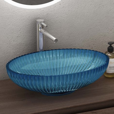 doporro lavabo sobre encimera lavabo de cristal 50,5x35x14,5cm en vidrio azul lavabo lavabo de mano Minerva04
