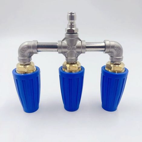 Machine de nettoyage haute pression Lotus, buse rotative multidirectionnelle en cuivre 4000PS pour le décapage et le lavage d'écorce, vente en gros (trois têtes en cuivre bleu) (1/5)