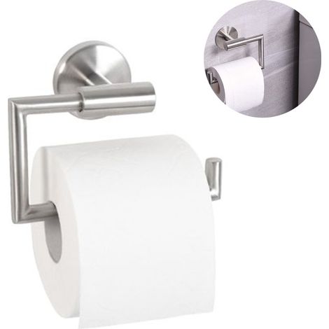 1 Porte-rouleau papier toilette, Acier inoxydable 304, Finition brossée, Perforé, Rotation 180°, Salle de bain (1/5)