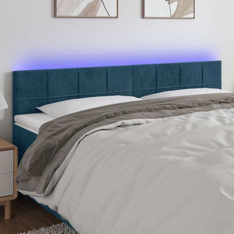 vidaXL Cabecero con LED de terciopelo azul oscuro 180x5x78/88 cm (1/5)