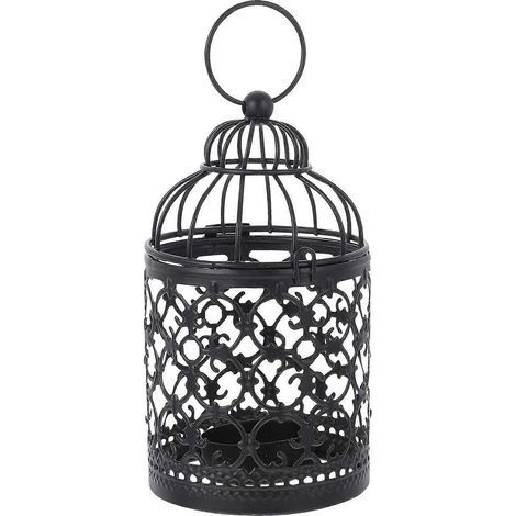 Kreativer, hohler Kerzenhalter in Vogelkäfigform, einzigartiger und eleganter Kerzenhalter – 14 x 8 x 8 cm – Schwarz (1/3)