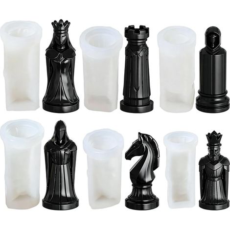 Moules d'échecs en silicone à démoulage facile, outils de loisirs créatifs pour plâtre à la cire, atelier de vacances (1/5)
