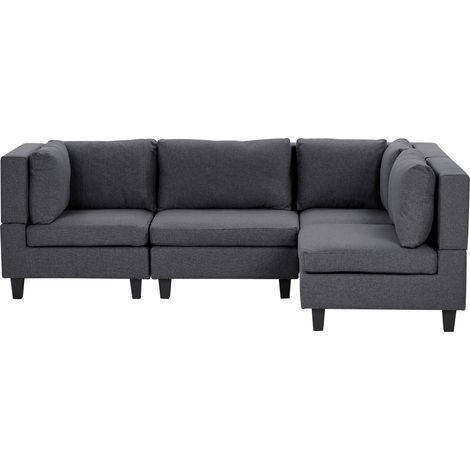 Modul Ecksofa 4-Sitzer UNSTAD Stoff Dunkelgrau linksseitig
