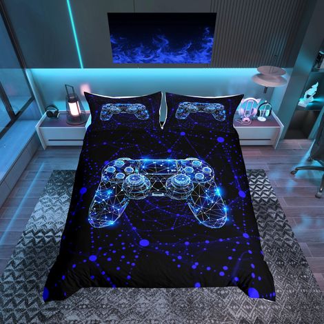 Parure de lit avec housse de couette de 155 x 220 cm, motif de manette de jeu, impression 3D, art moderne (1/5)