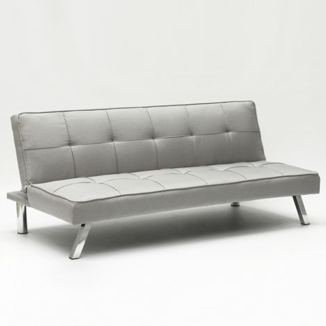 Divano letto in tessuto 2 posti design moderno Gemma pronto letto - Grigio (1/5)