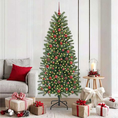Künstlicher Weihnachtsbaum mit 300 LEDs Grün 180 cm PE und PVC