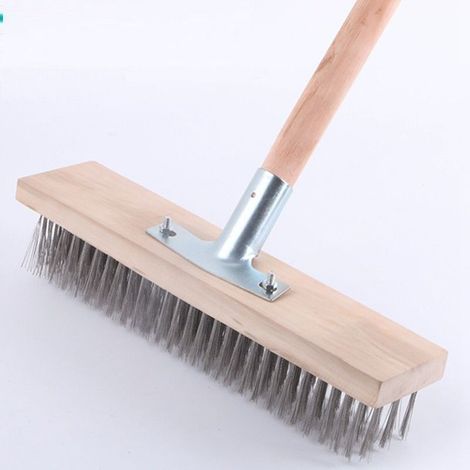 Brosse métallique en acier inoxydable de 30 cm pour le nettoyage des cours, routes et sols, tête en fer + accessoires (1/5)