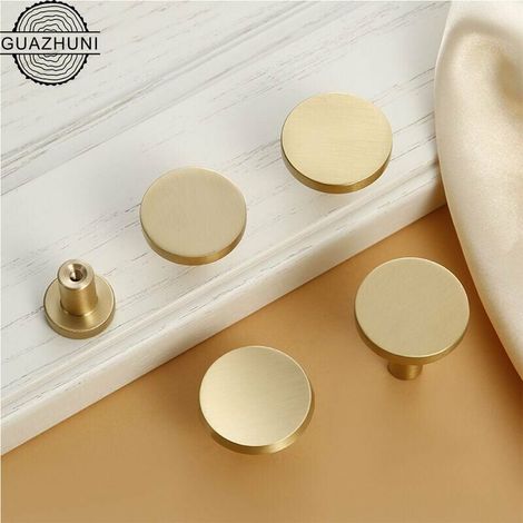 6 Pièces Boutons de Tiroir, Boutons de Meubles en Or, Boutons Armoire Ronds, Boutons de Tiroir en Laiton Doré, Poignees de Porte de Cuisine pour Décor 20 25 mm, - (1/5)