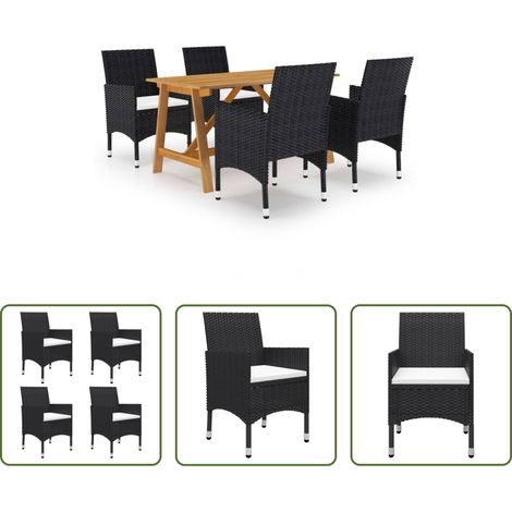vidaXL Salle à manger extérieur - Ensemble à manger de jardin 5 pcs Noir (1/5)