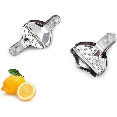Ensemble de 4 presse-citrons manuels en acier inoxydable avec pinces à citron argentées (1/5)