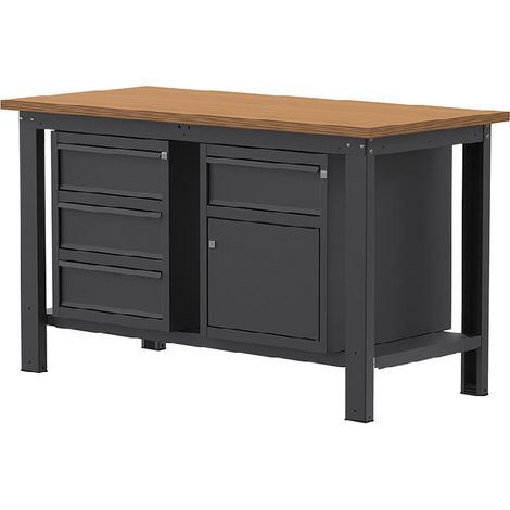 Banco lavoro SOGI X3N109L - 1.5 m - piano in legno - 3 cassetti + armadio con anta e cassetto (1/4)
