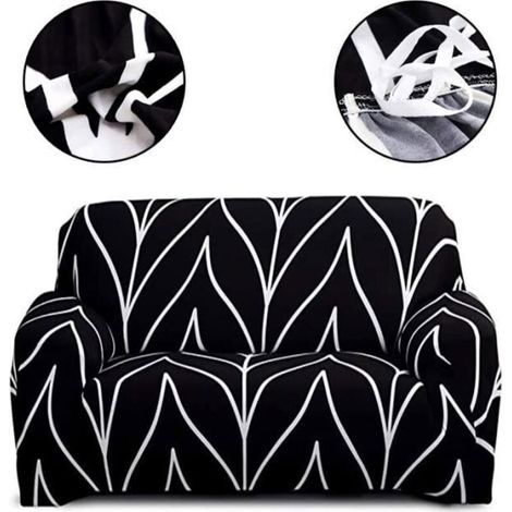 Bardusch - Housse de Canapé élastique AZ KING - 2 Places - Noir - Pour Chiens et Chats (1/4)