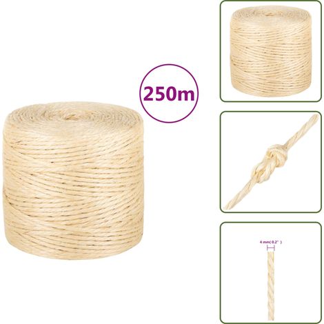 Corde 100 % sisal 4 mm 250 m - Corde Sisal - Corde Naturelle - Corde Résistante - Corde Bricolage - Corde Jardinage (1/5)