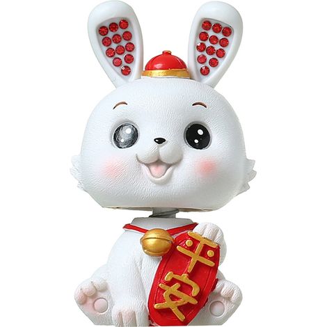 Lapin mignon qui hoche la tête, figurine décorative, symbole de paix, emballage sécurisé (1/5)