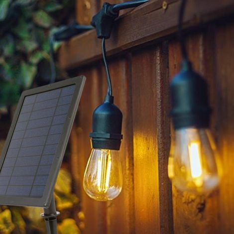 Ghirlanda led con pannello solare, cavo in gomma da 6 m e 10 lampadine incluse