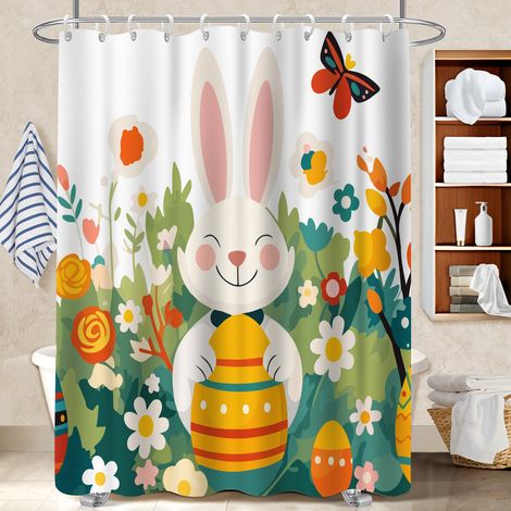 Rideau de douche tissu polyester 180x180 bordure lestée bâche de douche pour une déco moderne (1/5)