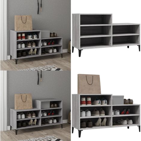 Scarpiera Grigio Sonoma 102x36x60 cm in Legno Multistrato - Scarpiera grigio - Scarpiera da interno