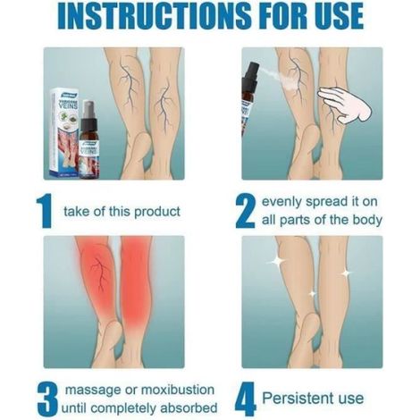 Lot de 3 sprays de traitement des varices, pour la guérison des varices, pour améliorer la circulation sanguine