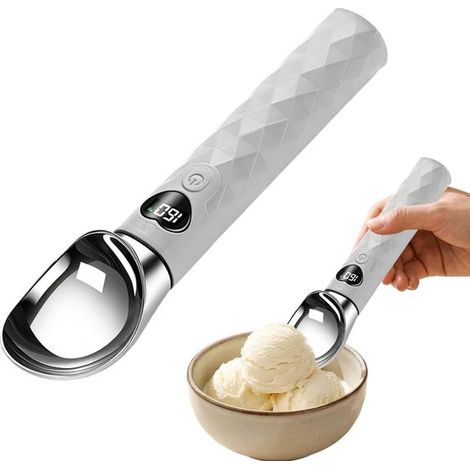 Paletta per gelato ricaricabile e riscaldata – Riscaldamento rapido, impermeabile con schermo LED – Per servire il gelato  Adatta ad anziani, bambini, torte, palline di frutta, frullati, gelatine (1/5)