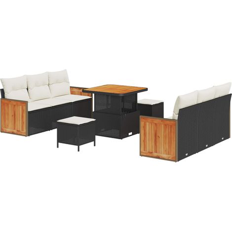 Garden Sofa Set Manual 9 pcs Black and cream 80 x 80 x 71 cm vidaXL (1/5)