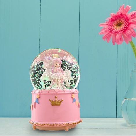Carillon 3D con globo rotante in resina - Sistema automatico di cristalli con paillettes fluttuanti e luce LED multicolore - Modello da 160 mm per bambine e decorazioni (1/4)