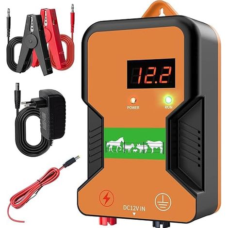 Clôture Électrique, Cloture Electrique Pour Animaux, Électrificateur De Clôture Électrique, Electrificateur Cloture Electrique , Pour La Protection Des Animaux (Orange) (1/5)