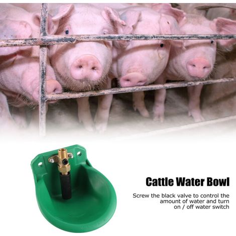 Abreuvoir Automatique pour Animaux avec Valve en Cuivre - Abreuvoir pour Bovins, Ovins, Porcs - Économiseur d'Eau en Plastique Vert 20x18x14cm - 1 Pièce