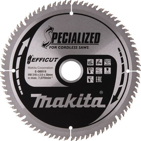 MAKITA E-08919 Efficut TCT for wood 216mm x 30mm x 80T