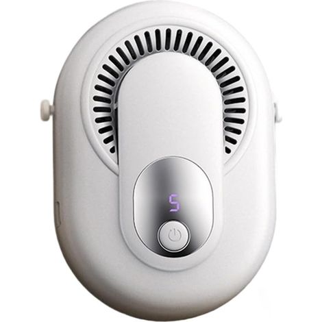 Tragbarer Nackenventilator mit 3 Geschwindigkeitsstufen, LED-Anzeige, USB-Aufladung, leicht, wasserdichtes ABS-Gehäuse, für Sport, Arbeit und Outdoor-Aktivitäten, Weiß (1/4)