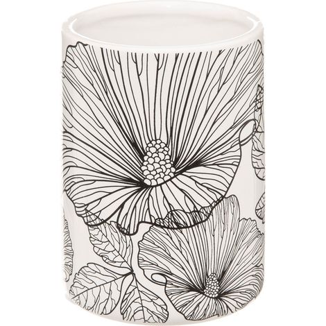 Gobelet et Porte brosse à dents en céramique déco Blackflora - Five (1/2)