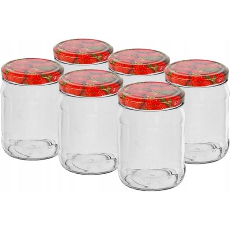 Bocal en verre pour conserves avec bouchon à vis 500 ml 6 pièces