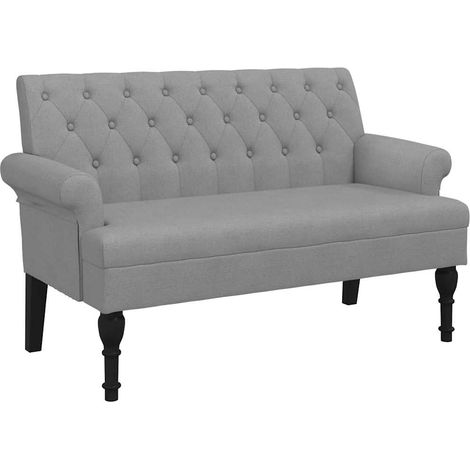vidaXL Banco con respaldo tela gris claro 120x62x75,5 cm (1/2)