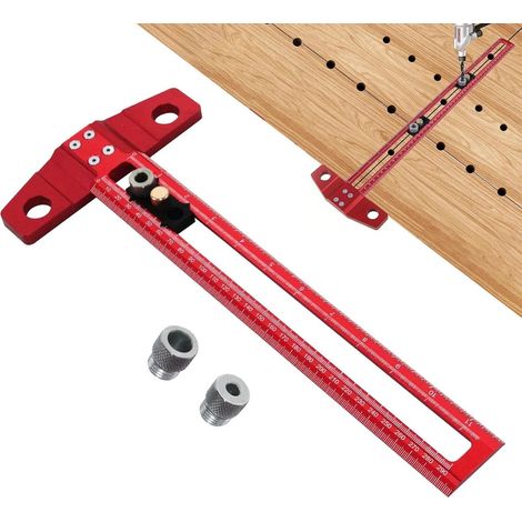 Gabarit de matériel d'armoire, règle de positionnement de perçage - Outils de chevilles réglables, gabarit de perçage de trous d'armoire en alliage d'aluminium,Localisateur de poinçon de modèle de mat (1/5)