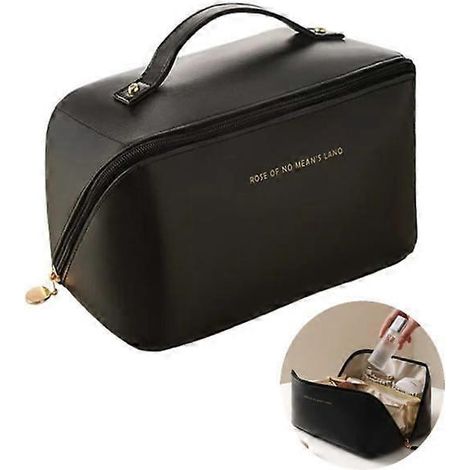 Trousse de toilette spacieuse - Idéale pour les voyages - Trousse à maquillage noire (1/5)