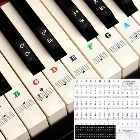 Autocollants Pour Touches De Piano - Transparent - Compatible Claviers 37 49 54 61 88 Touches - Lettres Amovibles - Lot De 88 (1/4)