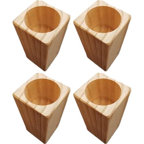 Lot de 4 rehausseurs de lit en Bois, rallonges Pieds Table Stables 10 cm avec Trou Rond encastré 5 cm diamètre, rehausseurs Meubles multifonctionnels pour Lits, Tables, chaises et c