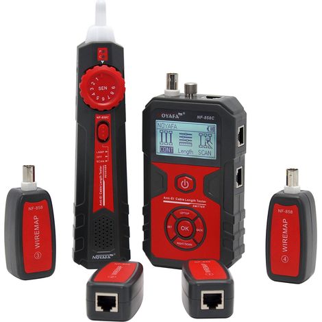 Testeur de câbles réseau multifonctionnel NOYAFA NF-858C avec fonction VFL, ports RJ11, RJ45, BNC et PoE. Localisateur de câbles pour câbles téléphoniques, Ethernet et LAN coaxiaux, rechargeable et an (1/5)