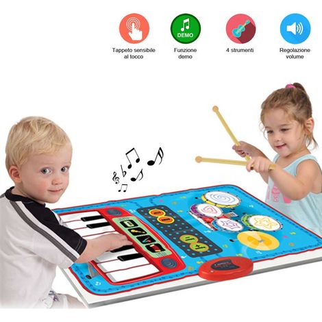 Tappeto Musicale per Bambini 70x45 cm da Pavimento o Tavolo Music Jam 2in1 Strumenti Musicali Multicolore (1/4)