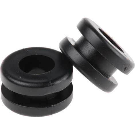 Rs Pro – Passe-câble rond en PVC noir – Ø câble max. 7.8mm – Épaisseur panneau 3mm – Ø découpe 11mm – Sachet de 100 unités