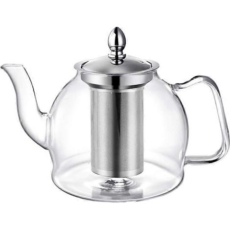 Théière en verre de 1000 ml avec infuseur amovible, compatible avec toutes les plaques de cuisson, idéale pour le thé en vrac et les infusions. (1/5)
