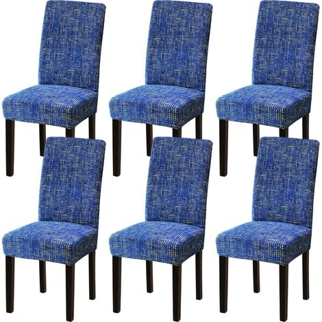 Stuhlhussen 6er Set, Stretch, Abnehmbar, Waschbar, Blau (1/5)