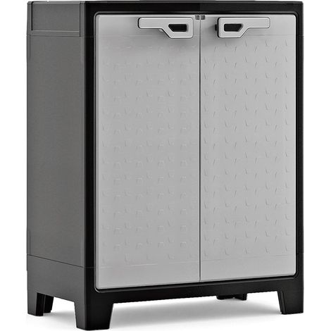 Armoire d'extérieur Oshawa, meuble de jardin 2 étagères, étanche Made in Italy, 44x80x100h cm gris (1/5)