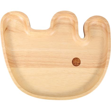 Assiette enfant bois forme éléphant, plateau compartimenté animal pour décoration cuisine maison (1/5)
