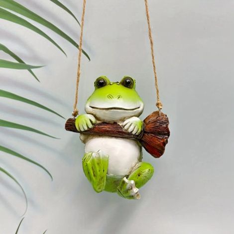 Comme le montre la photo, le matériau est de la résine : une balançoire grenouille en résine, une sculpture d’animal de jardin et une décoration de jardin.