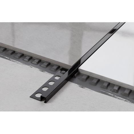 Universelles dekoratives Q-Profil aus Edelstahl für Fliesen 1cm x 270cm - Glänzendes Schwarz