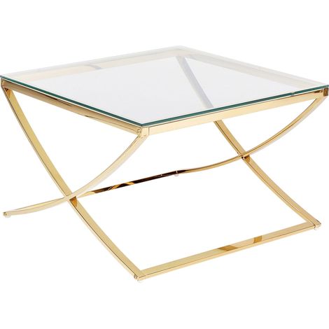 Coffee Table RINGGOLD Tempered Glass Gold