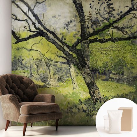 Tapete Vliestapete mit Kleber modern - Wanddeko für Küche - Klebefolie Wand - luxus Look Frühlingspark 250x250 cm (1/5)