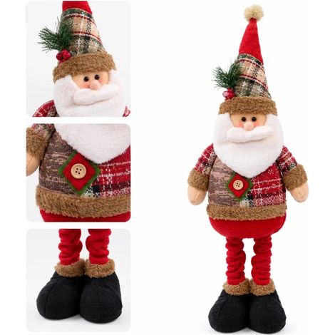 1 Pièce Père Noël Extensible en Tissu, 18.5×8×48 cm, Étire jusqu'à 63 cm, Décoration Fenêtre (1/5)